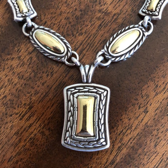 Brighton Two Tone  Chunky Ornate Link reversible Necklace - Picture 3 of 13